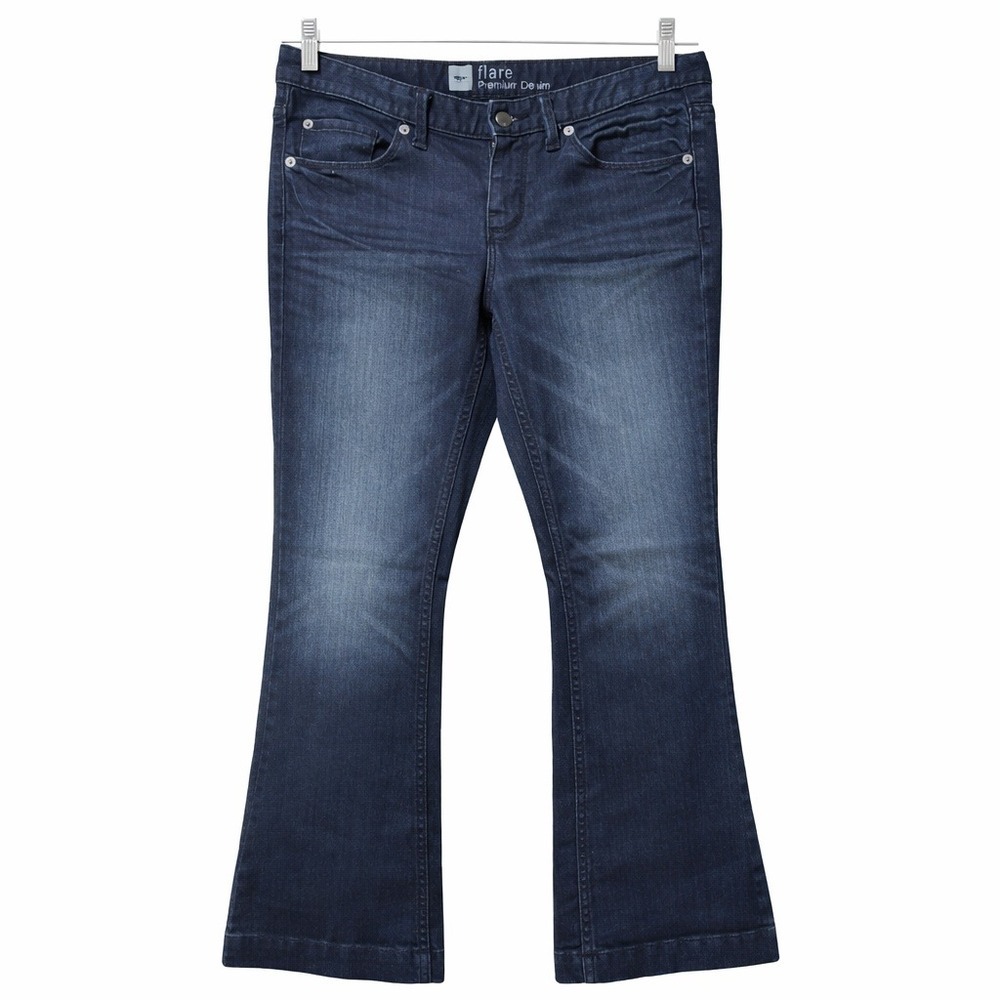 Mossimo Premium Denim Flare Jeans Dark Wash Fit 3 Womens Size 6 (S)Blue Stretch